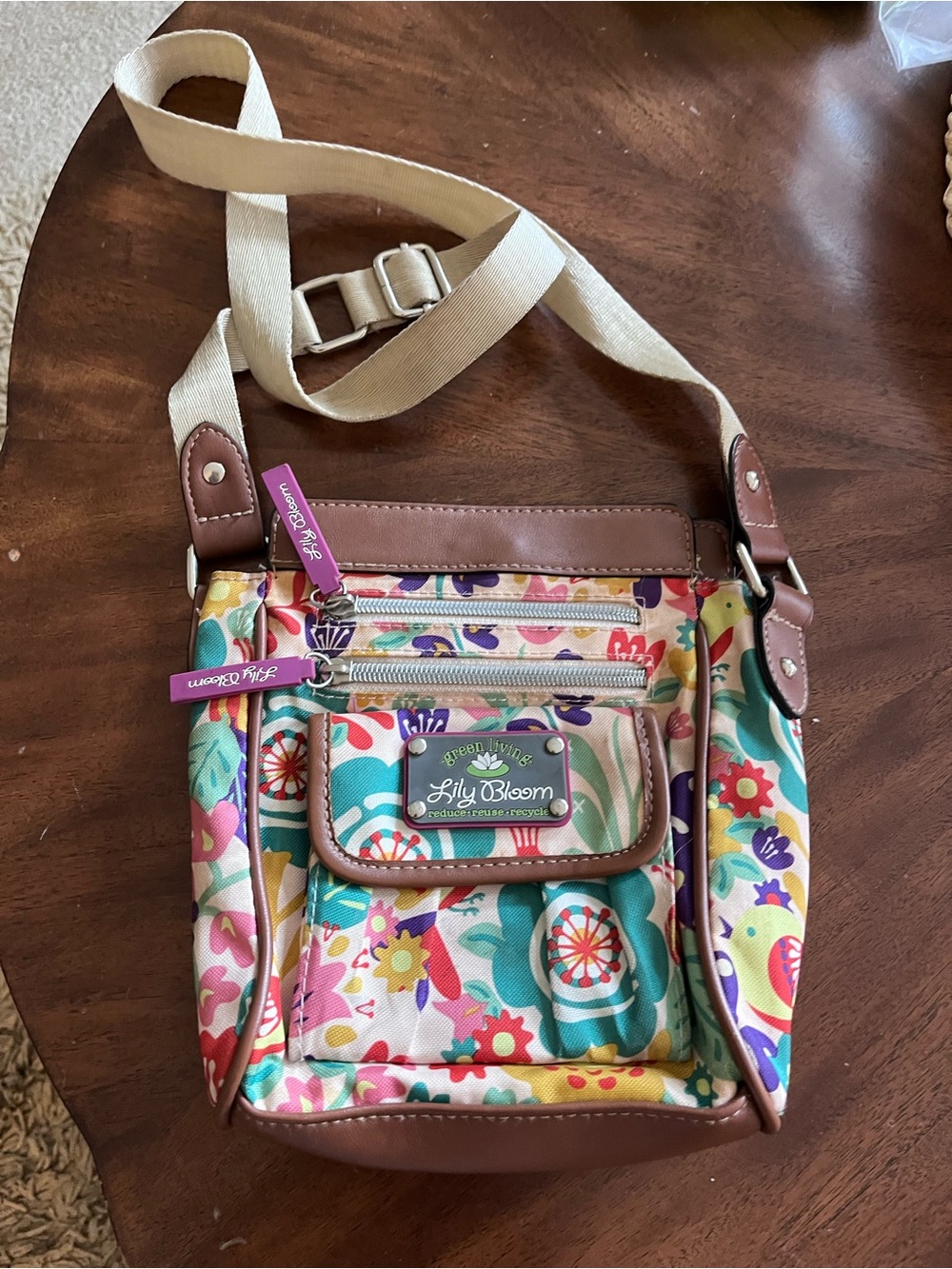 Lily Bloom Cream Strap Multicolor Floral Crossbody Bag